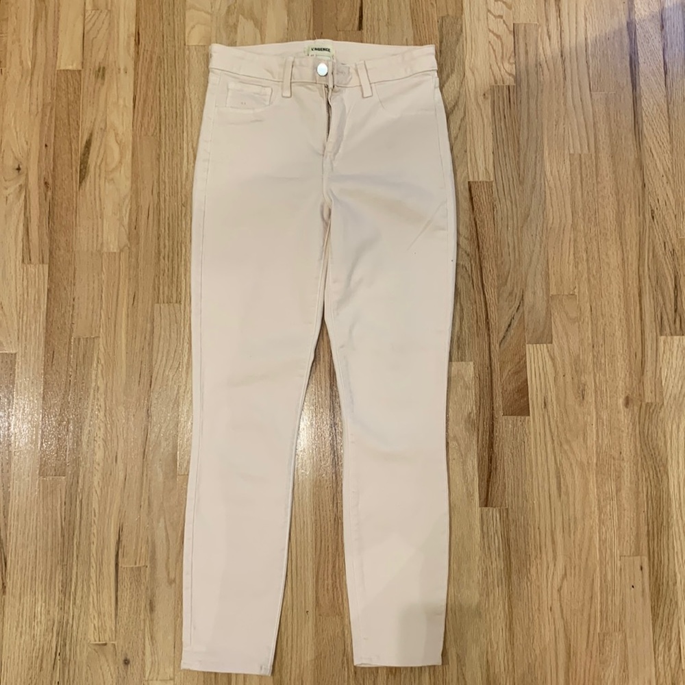 Light beige skinny high wasted ankle jeans